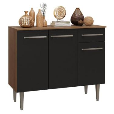 Imagem de Buffet Aparador 105cm 3 Portas e 1 Gaveta Rustic/preto Madesa