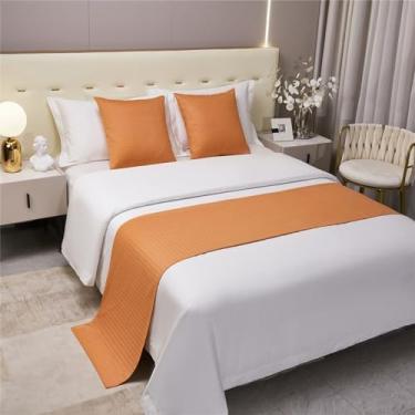 Imagem de Cachecol de corredor de cama de hotel, moderno, cobertor de cama de cor sólida, decoração de quarto, protetor de cama macio e sedoso para cama de solteiro queen king size - laranja||casal/casal 19,7 x