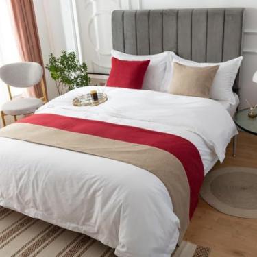 Imagem de Cachecol de corredor de cama de hotel luxuoso decoração de cama moderna de dois tons toalha de cauda de cama sem desbotamento cachecol macio para cama de solteiro queen king size -