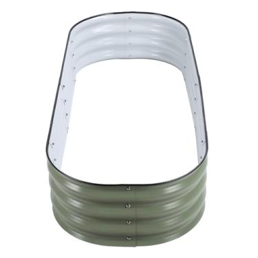 Imagem de Canteiro elevado, aço inoxidável 304 e borracha fundo aberto caixa de jardim engrossada fácil montagem formato DIY para vegetais (verde claro)