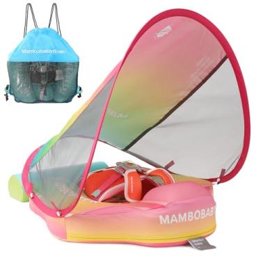 Imagem de Mambobaby Float Add Tail Baby/Infant Swim Float with Canopy, Non-Inflatable Solid Upgrade Soft Waterproof Skin-Friendly Leather Material (Deluxe Edition Rainbow)