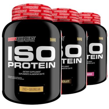 Imagem de Kit 3x Iso Protein Baunilha/Chocolate/Morango 2kg - Bodybuilders