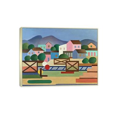 Imagem de Tarsila do Amaral Famosas Impressões em Tela-Imagem arte parede lona-Moldura Prata Pintura decoração quarto Sala de estar(nível) 20x25cm