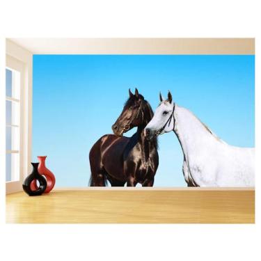Imagem de Papel De Parede Animais Casal Cavalos Fenda 3,5M Anm308 - Você Decora