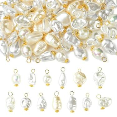 Imagem de LiQunSweet 65 peças, 13 estilos, pingentes de pérolas de imitação de plástico ABS, pingentes irregulares para joias faça você mesmo, pulseira, colar, brinco, bolsa, chaveiro, decoração de telefone