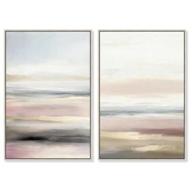 Imagem de Art Remedy Conjunto de tela Dreamy Tones Conjunto de 2 Tons minimalistas, moldura prateada, 50 x 76 cm