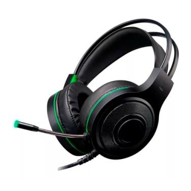 Imagem de Fone Headset Gamer com fio e Microfone Ajustavel Luz Led RGB Conexão USB / P2, KA-906 Compatível com PC, Notebook, Video Games (Verde)