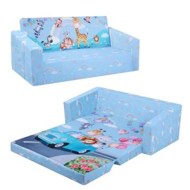 Imagem de decalsweet Sofá infantil dobrável 2 em 1, sofá conversível para espreguiçadeira, dobrável para crianças, extra largo e leve para quarto, sala de estar, sala de jogos