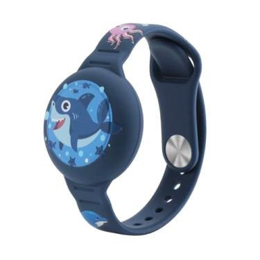 Imagem de Pulseira Infantil de Silicone para Rastreador AirTag e MotoTag, Impermeável, Design Colorido com Desenhos, Ajustável (Azul)