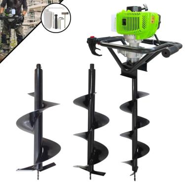 Imagem de Perfurador Trado À Gasolina Menegotti MPS52 52cc 1,8HP 9.000rpm Máquina Fura Terra Profissional Completo Com Kit Brocas 80x20cm, 80x25cm e 80x30cm