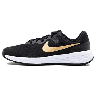 Imagem de Nike Tênis unissex Kinder Revolution 6, Preto Mtlc dourado branco, 6 UK