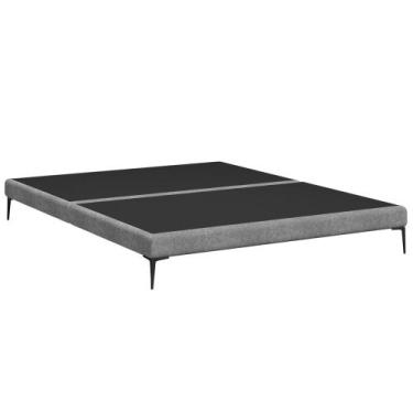Imagem de Cama King Base Box 193cm Pés de Ferro Susano Boucle Cinza Z04 - Mpozen
