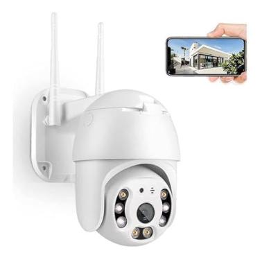 Imagem de Câmera de Segurança WiFi Externa 360°, 1080p HD, Visão Noturna, IP66, Reconhecimento Facial, Detecção de Movimento e Áudio Bidirecional