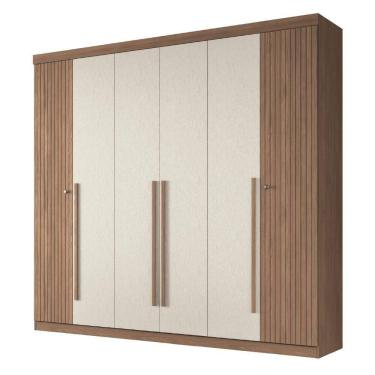 Imagem de Guarda Roupas Casal Detalhes Frisados Com 6 Portas 4 Gavetas Buriti Andirá Madeirado / Areia