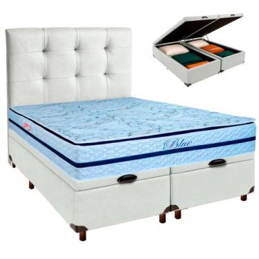 Imagem de Conjunto Cama Box Bau Blindado Queen + Colchão Molas Ensacadas Blue Pa