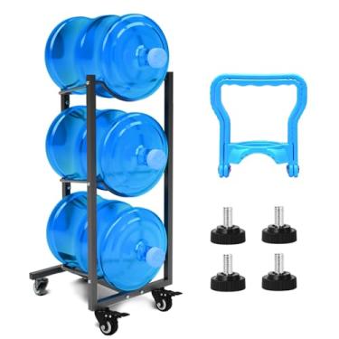 Imagem de XXSJ Suporte para garrafa de água de 14 litros: suporte móvel de garrafa térmica de 3 níveis para cozinha e escritório (preto)