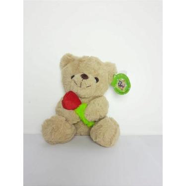 Imagem de Urso Embaixador do Romantismo Marrom com Rosa Vermelha - 20 cm de Pelú