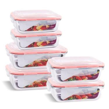 Imagem de Kit 6 Potes Herméticos Marmita Mantimentos Tamanhos Variados Trava - U
