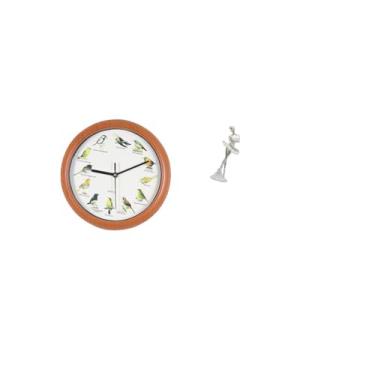 Imagem de Fenteer Relógio de Parede com Pássaro Cantando, Estatueta de Bailarina, Ornamento de Mesa, Relógios de Parede Decorativos, Escultura Moderna de Dançarina para