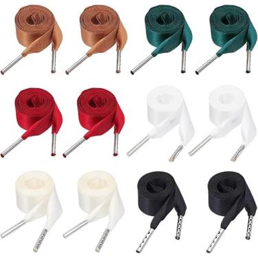 Imagem de 6 pares de cordões de renda com espartilho de 6 cores, 24 metros, fita de cetim de 1,63 cm, espartilho plano, cinto de cintura amarrado para mulheres, tênis, skate, sapatos esportivos