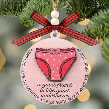 Imagem de Ornamento de amizade para pendurar amigos enfeites de Natal para mulheres, presentes para melhor amiga, árvore de Natal, roupa íntima, decorações redondas
