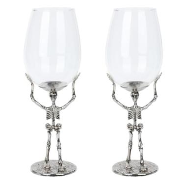 Imagem de RHFF Taça de vinho de caveira de Halloween, taça de vinho de mão de fantasma de esqueleto, copos de bebida de Halloween, cálice de mão de esqueleto, lembrancinhas de festa de família de hotel para