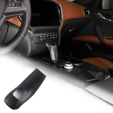 Imagem de Capa de manípulo de mudança de marchas de carro compatível com Maserati Levante 2019-2023 Maserati Ghibli 2019-2023 Maserati President, acessório de manípulo de câmbio de material de carbono seco