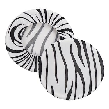 Imagem de Capa de banco de bar redondo de 24 cm, pacote com 2 capas de almofada elásticas laváveis para cadeira de 30 a 45 cm de diâmetro, preto e branco