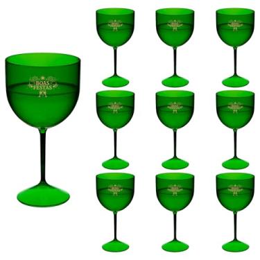Imagem de Taça Acrílico Gin 500ml Boas Festas 10pçs (VERDE ESMERALDA)