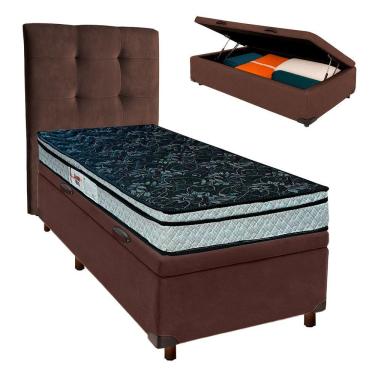 Imagem de Kit Cama Box Bau + Cabeceira + Colchão Solteiro D28 - Conforto - Paropas