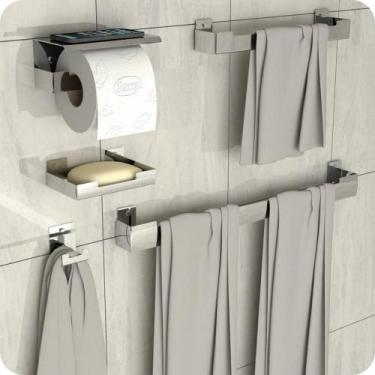 Imagem de Kit Acessórios Para Banheiro Inox 5 Peças ELG - MetalCromo