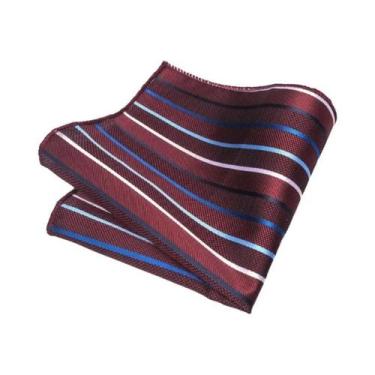 Imagem de Lenço Listrado Azul E Cinza Para Homens Acessório De Terno Formal De A