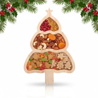 Imagem de JECOMPRIS Bandeja de servir árvore de Natal: 29,9 x 19,8 cm x 2,18 cm Travessas de servir de Natal de madeira com alça para restaurante em casa - tábua de charcutaria para queijo, lanches, aperitivos