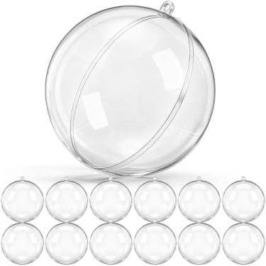 Imagem de Wettarn 15 bolas de enfeite de plástico transparente preenchíveis de 100 mm, bolas de enfeites de Natal para artesanato DIY, decoração de árvore de Natal para decoração de festa de casamento em casa
