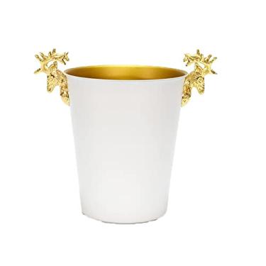 Imagem de GNHGDFFDF Balde de gelo de aço inoxidável de 12l/3,1 galões Balde de gelo de grande capacidade com alça de orelhas de veado para bar champanhe vinho cerveja