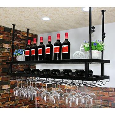 Imagem de Suporte de vidro suspenso de ferro para vinho, rack de vinho tinto, suporte de exibição de bar, suporte de mesa de cabeça para baixo, decoração de casa