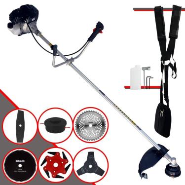 Imagem de Roçadeira Com Sistema Antivibração Toyama RT43LB25A À Gasolina 43cc 1,7HP Com Carretel + Facas 2 Pontas + 3 Pontas + 6 Pontas + 40 Dentes + 80 Dentes