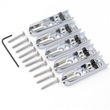 Imagem de Baixo 5 Cordas Guitarra Única Ponte Individual Selas Arremate 3 Furos Com Parafuso Para Acessórios De Guitarra Baixo Acessórios de guitarra para iniciantes(Silver)