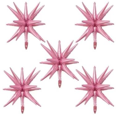 Imagem de 10 Balão Metalizado Estrela Sputnik 14 Pontas Explosão 55cm Festa Decoração(Rosê)