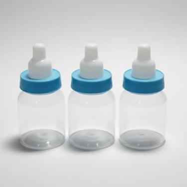 Imagem de Kit Mimo Tema: Chá de Bebê, Fraldas, Festa Revelação Lembrancinha Infantil Decoração de Mesa Doces (10 mamadeira azul bb)