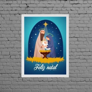 Imagem de Quadro Decorativo Natal Presépio 45X34cm Moldura Branca - Quadros On-L