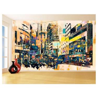 Imagem de Papel De Parede 3D Arte Cidade Pintura Colorido 3,5M Tra108 - Você Dec