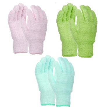 Imagem de Grevosea 3 pares de luvas de microfibra para limpeza doméstica, luva de pó de plantas, luvas laváveis e reutilizáveis para plantas, casa, carros, persianas, poeira de móveis e objetos pequenos