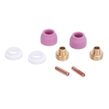 Imagem de WALFRONT Conector de Tocha de Soldagem, 8 Peças, 2.4mm, Conjunto de Consumíveis Com Braçadeira de Eletrodo, Bico de Cerâmica, Ptfe, Capa Frontal para Mig