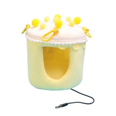 Imagem de WeiLaiKeQi de inverno quente para pássaros, confortável e aquecido, em formato de bolo, aconchegante, cama ideal para gaiola de calopsitas e outros, Amarelo