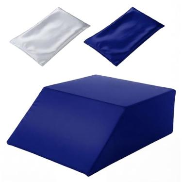 Imagem de Mindsoft 2 capas de almofada de cunha de cetim para pernas, sedosas e lisas, com zíper, lavável na máquina (azul escuro, cinza, estilo moderno)