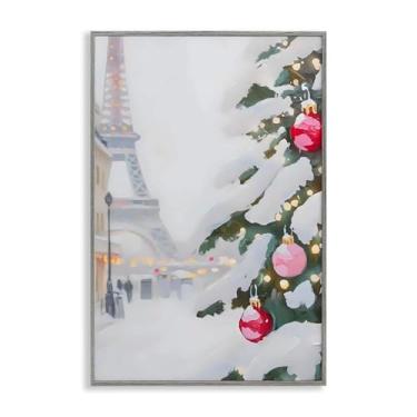 Imagem de Stupell Industries "Torre Eiffel Christmas", arte giclée emoldurada, cinza, 12 x 18