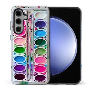 Imagem de MQJCYB Capa para Samsung Galaxy S25 FE, híbrida, resistente, 2 em 1, resistente à prova de choque, proteção brilhante, capa para Samsung Galaxy S25 FE paleta de aquarela