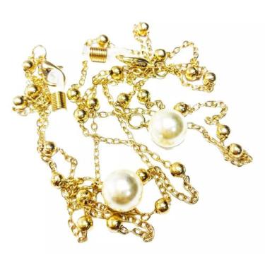 Imagem de 02 Cordinha Correntinha C/Pérola Armação Óculos Feminina grau sol sola