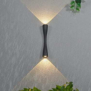 Imagem de Arandelas de parede LED externas modernas para cima e para baixo IP65 lâmpadas de parede de metal de alumínio à prova d'água para iluminação interna/externa para jardim, varanda, terraço, corredor